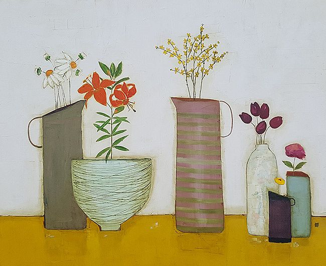 Eithne  Roberts - Mustard shelf and tiger lilies